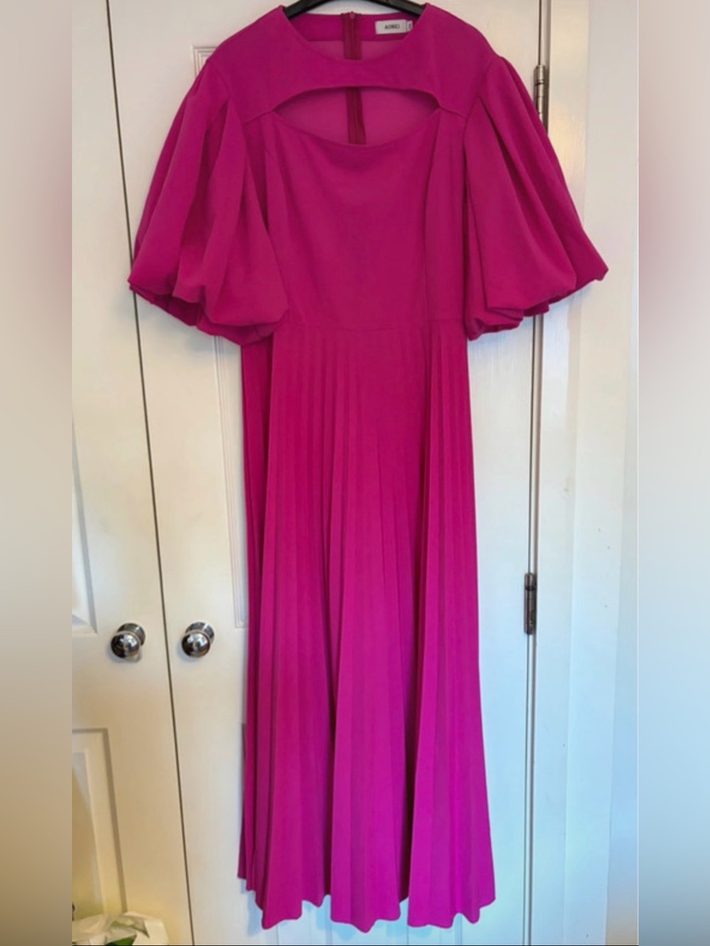 Fuchsia Maxi Dress with Statement Sleeves